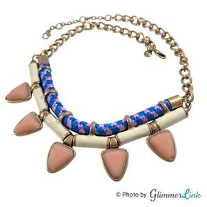 J.Crew Maximalist Statement Necklace – Gold Tone with Braided Cord & Resin Drops